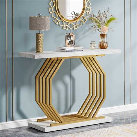 Amazon.com: Tribesigns Gold Console Table, Faux Marble Entryway Table ...