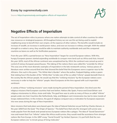 Negative Effects of Imperialism - Free Essay Example - 1024 Words ...