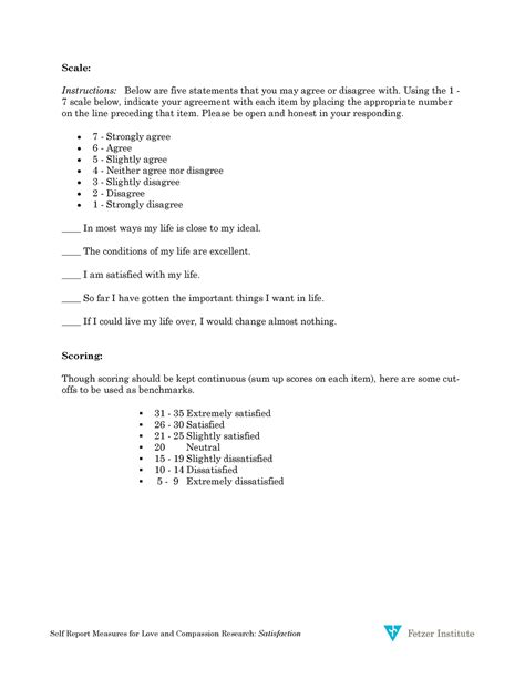 Satisfaction-Satisfaction With Life - Self Report Measures for Love and ...