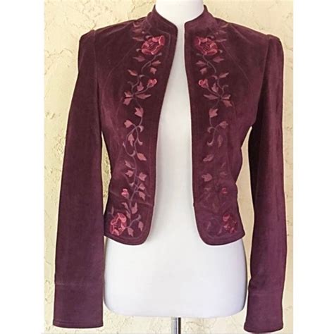 Lucky Brand Embroidered Velvet Jacket Women's XS Plum NWT Western Boho ...