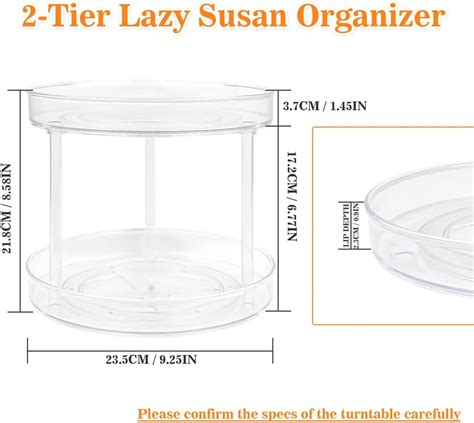 Buy SjYsXm 2 Tier Lazy Susan Organizer, Rotating Spice Spinner 9.25 ...