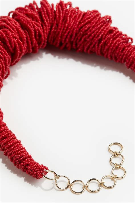Glass-bead statement necklace - Bright red - Ladies | H&M IN