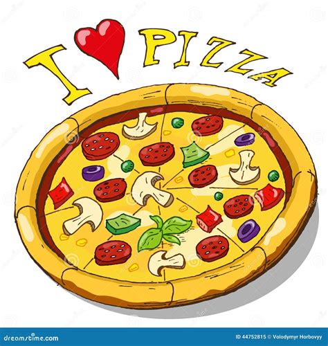 Hand drawing pizza stock vector. Illustration of junk - 44752815