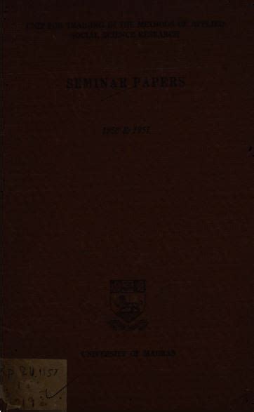 Seminar Papers 1956 & 1957 - நூல்