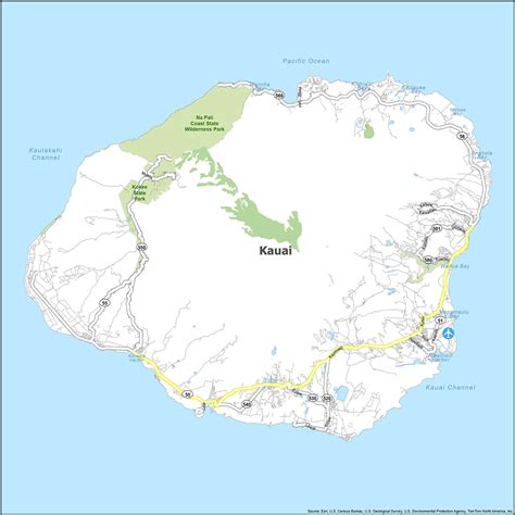 Kauai Island Map, Hawaii - GIS Geography