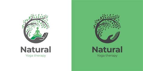 Man Meditation Yoga Life Logo Design mit Baum Handpflege Vektor ...
