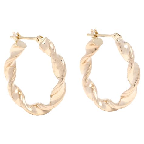 Small Twist Hoop Earrings, 14k Yellow Gold, Small Gold Hoop For Sale at ...