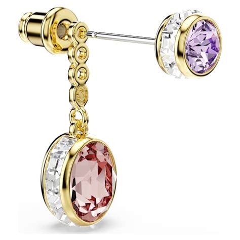 Chroma drop earrings, Mixed cuts, Multicolored, Gold-tone plated ...