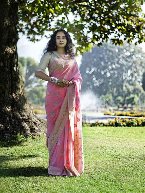 Buy Pink Viscose floral Print Saree - Binal Patel