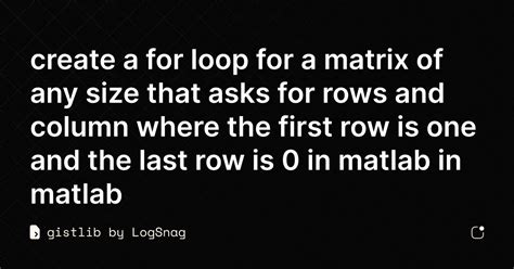 Image result for Creating Matrix for Loop MATLAB