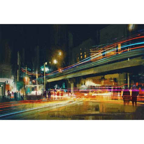Digital Artwork Of City Street Canvas Painting Synthetic Frame ...