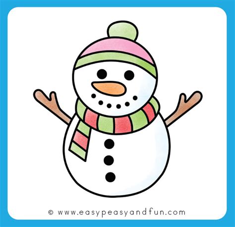 How to Draw a Snowman - Step by Step Drawing Guide - Easy Peasy and Fun