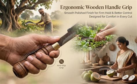 MYNAKSHA Handmade Multipurpose Kitchen Knife, Iron Aruval for Coconut ...