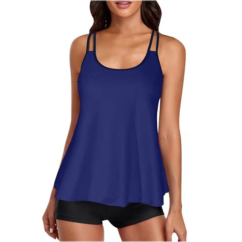 WREESH Womens Tankini Swimsuit Swimsuit Solid Tank Top Two Piece ...