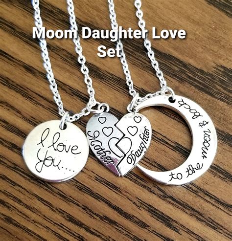 2pc or 3pc Mom and Daughter Necklace Set, Heart Puzzle Pendant, Mom ...