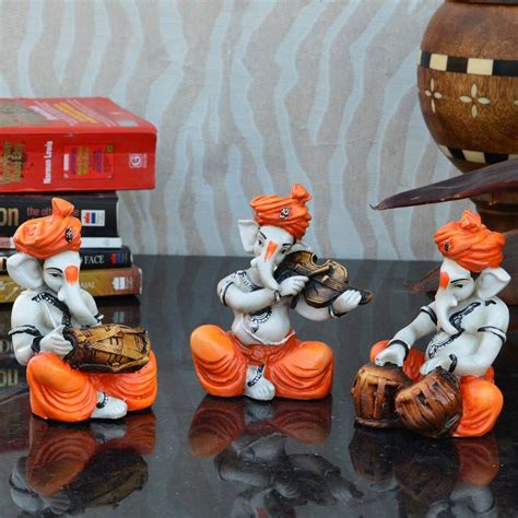 Ganesha Playing Tabla, Dholak, And Violin | Set Of 3 Ganesha ...