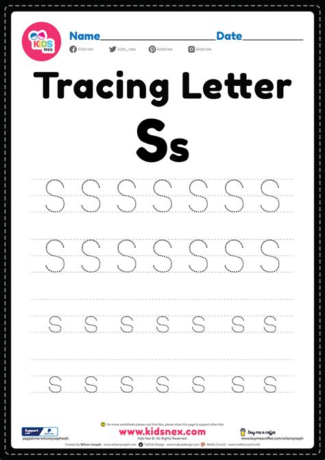 Free Printable PDF - Tracing Letter S Alphabet Worksheet
