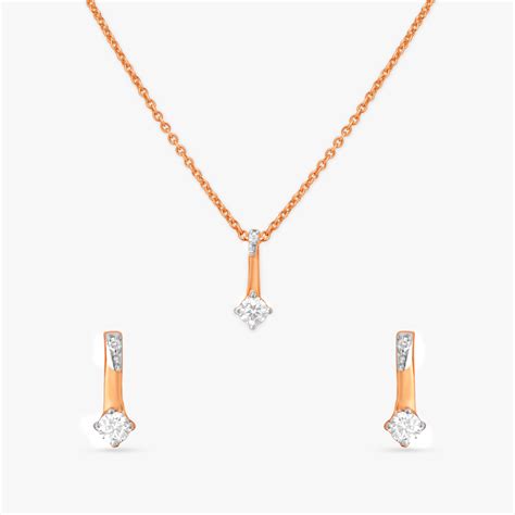 Sublime Petite Diamond Pendant with Chain and Earrings Set