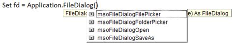 How to open a File Dialog box in Excel using VBA
