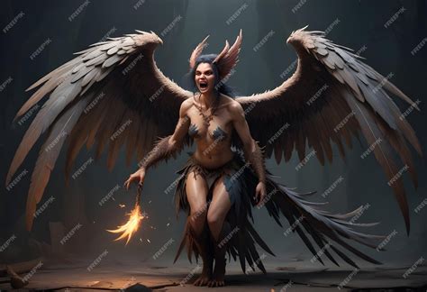 Premium Photo | Harpy a half human and half bird