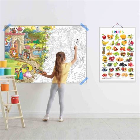Fruits and GIANT PRINCESS CASTLE COLOURING POSTER | Set of 1 chart+1 ...