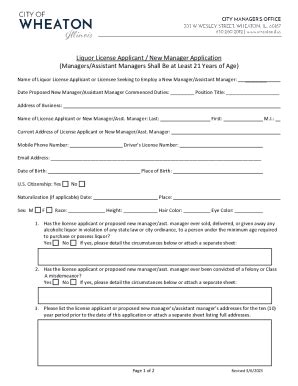 Fillable Online Liquor License Applicant / New Manager Application ...