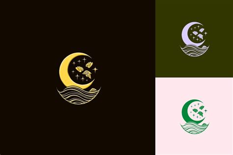 A moon and star logo on a black background | Premium AI-generated PSD