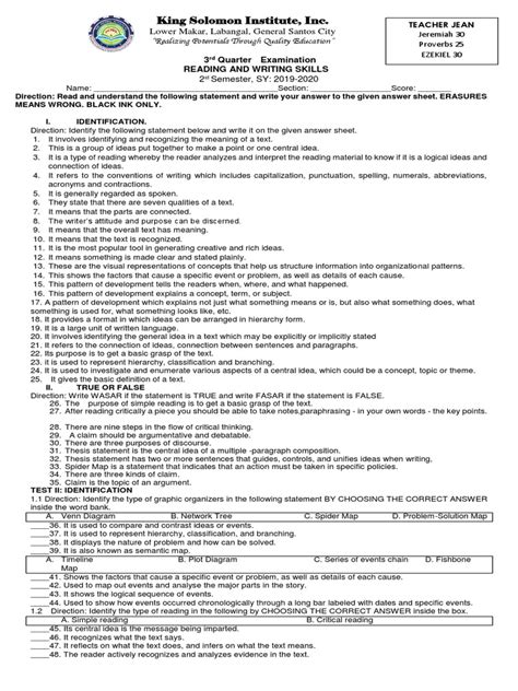 Image result for Driection of Identification Exam Example