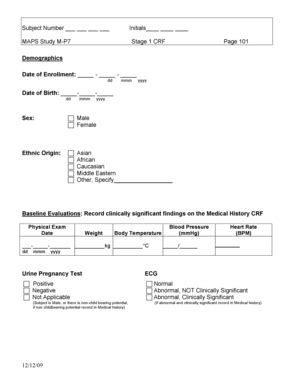 Fillable Online MAPS Study M-P7 Stage 1 CRF Fax Email Print - pdfFiller