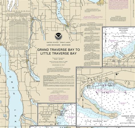 Grand and Little Traverse Bay Lake Michigan Nautical Wall Art ...