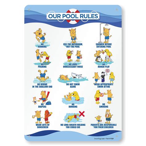 SmartSign 14 x 10 inch “Our Pool Rules - Shower Before Entering, No ...