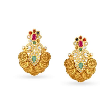 Ethereal Multi Gemstones Studded Gold Necklace Set