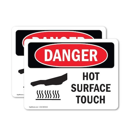 Signmission Hot Surface Do Not Touch Danger Sign, Vinyl Decal, 10in W x ...