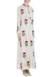 Buy Off White Floral Thread Embroidered Anarkali With Cape For Women by ...