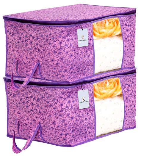Kuber Industries Metallic Flower Design Non Woven Underbed Storage Bag ...