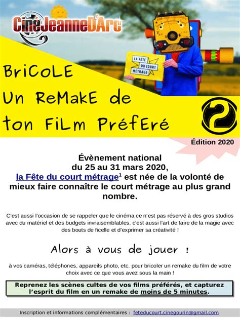 Fillable Online La Fte du Court Mtrage s'adapte et s'invite dans votre ...