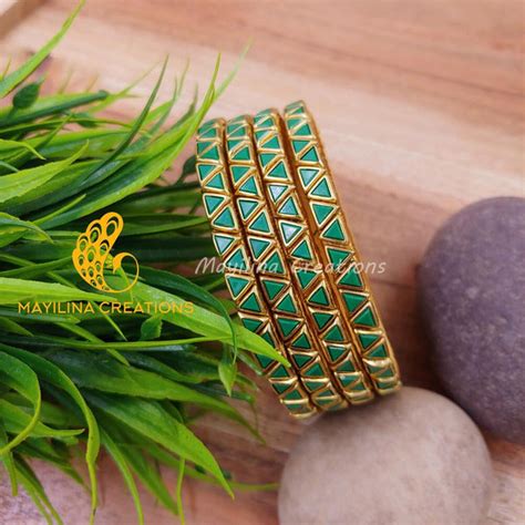 Kundan Single Line Bangles – Mayilina Creations