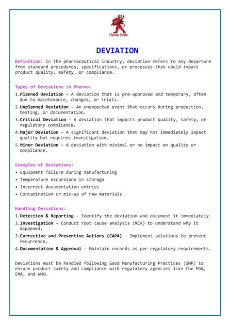 Image result for Deviation Note