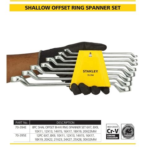 Stanley Shallow-Offset Ring Spanner Set – Chrome Vanadium Metric & SAE ...