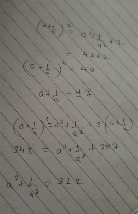 if a^2+1/a^2=47 and a is not equal to 0 find : (1) a+1/a and (2) a^3+1 ...