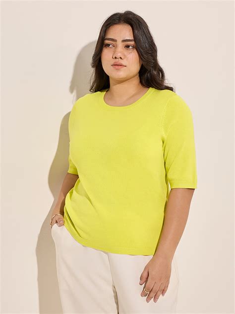 Buy Gia Lime Knit-Textured Top from Westside