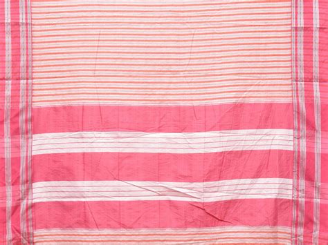 Peach and Baby Pink Bamboo Cotton Saree with Strips Design No Blouse b ...