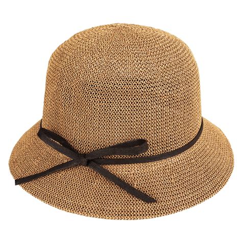 Womens Summer Cloche Straw Bucket-Sun-Hats Packable Wide Brim Beach ...