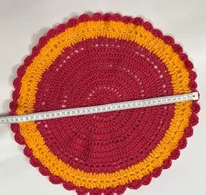 Buy Bhavanya Retails - Table Mat, Handmade,Crochet, Red and Yellow ...