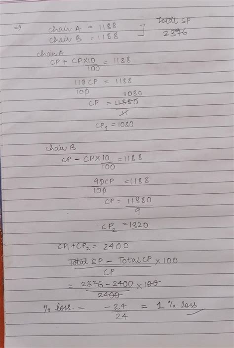 A shopkeeper sells two chairs for Rs 1188 each. On one he gain 10% and ...