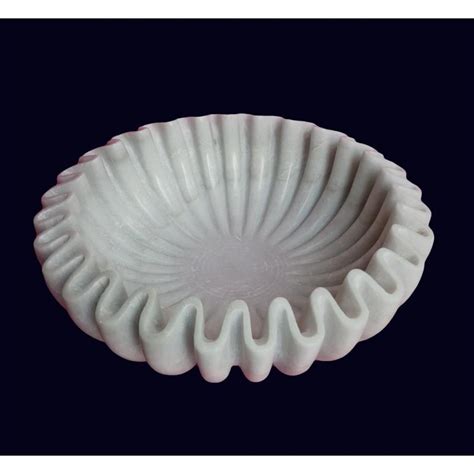 Hand-Carved White Marble Ruffle Bowl | Elegant Decorative Urli | AVI ...