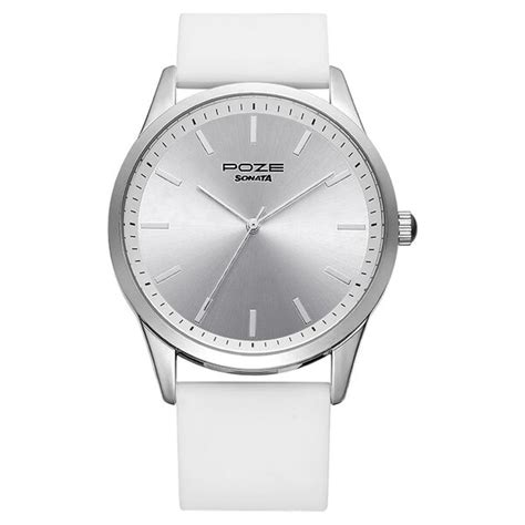 Buy Online Poze by Sonata Quartz Analog Silver Dial Silicone Strap ...