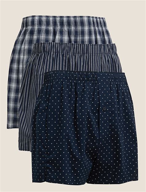 Buy 3pk Pure Cotton Pattern Woven Boxers at Marks & Spencer