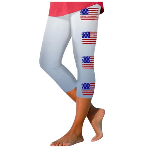 Zhden Capri Pants for Women 4th of July Yoga Pants American Flag ...