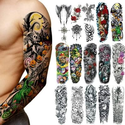 Buy 18 Pcs Full Arm Temporary Tattoo Stickers, Waterproof Temporary ...